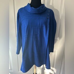 Ali Miles Royal Blue Cowl Neck artsy top Large